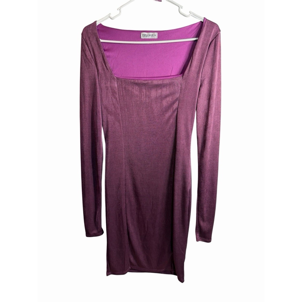 popular 21 womens purple long sleeve dress size medium